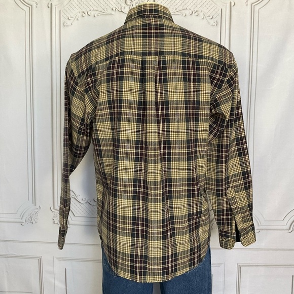 Vintage Outdoor Exchange Plaid Fannel Shirt Mens Size Medium Purple Beige Green - Picture 3 of 4